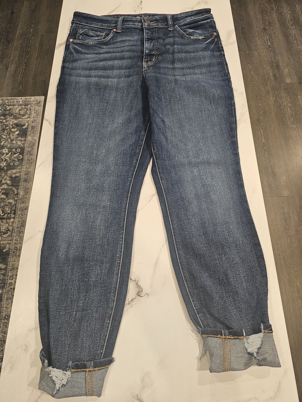 Maurices Women’s Dark Blue Boyfriend Jeans with Rolled Cuffs